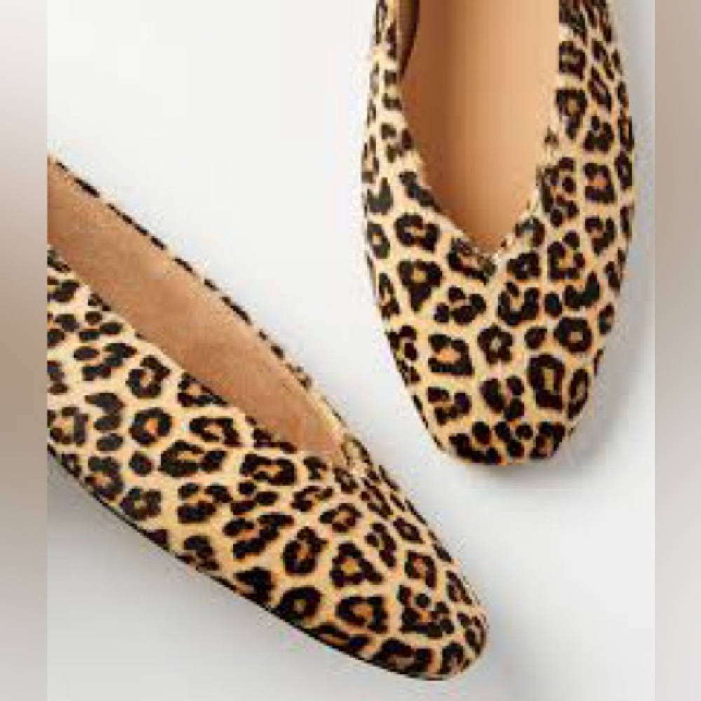 Cheetah Print High Vamp Square Toe Flats-NWOT